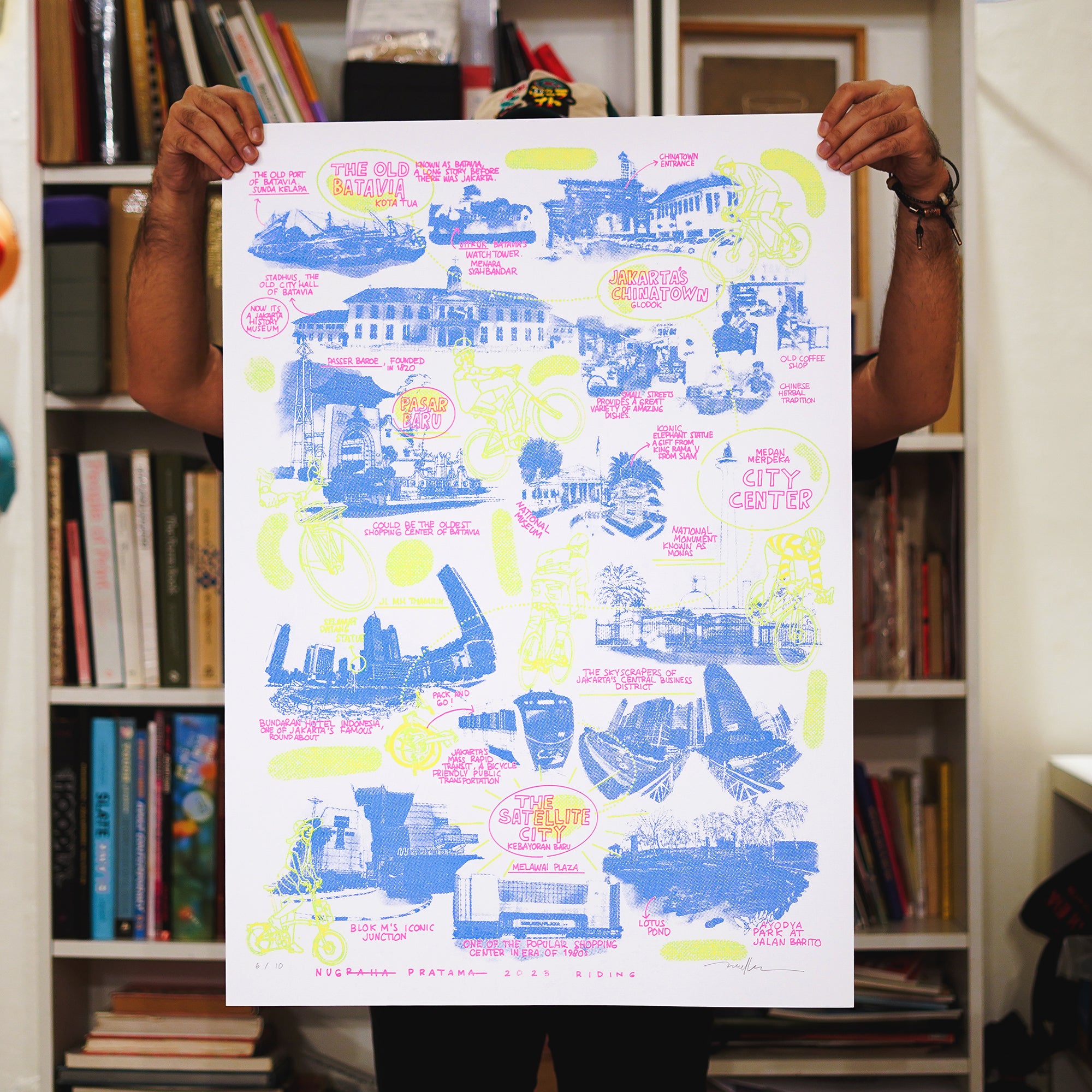 VeloPoster Original Screenprint Series - Riding: Jakarta by Nugraha Pratama